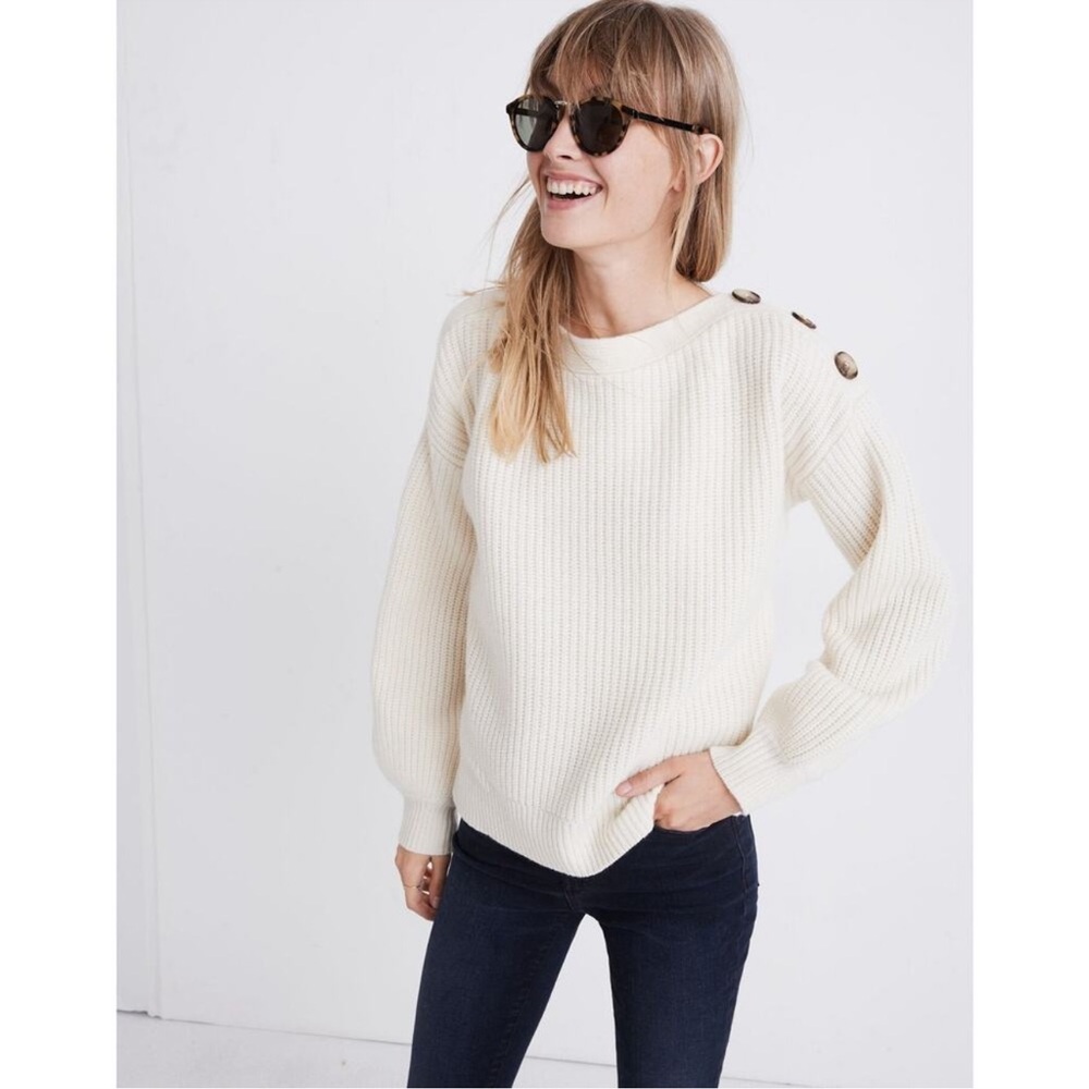 Madewell Oversized Sweater with Button Detail at Neck